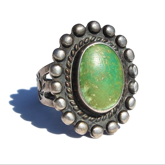 Vintage Fred Harvey Era Turquoise Sterling Ring 5 - Picture 3 of 6